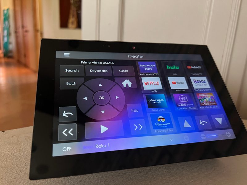 Control4 dashboard showing theater mode controls for Tucson home automation