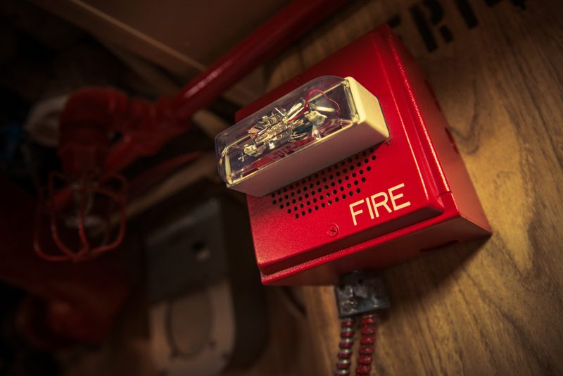 Fire alarm strobe and horn device installed in Tucson commercial property by Onora Systems